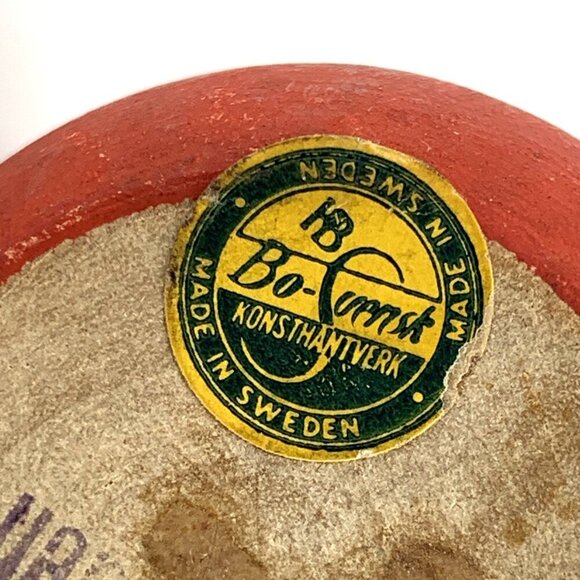 Bo Svensk Swedish Slojd Wood Hand Painted Signed Tomte Pixie Boy 4" FLAW - Picture 11 of 11